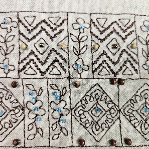 VTG Napa Valley Linen Blend Maxi Skirt Beaded Embroidered Womens 24W Lagenlook - Picture 9 of 16